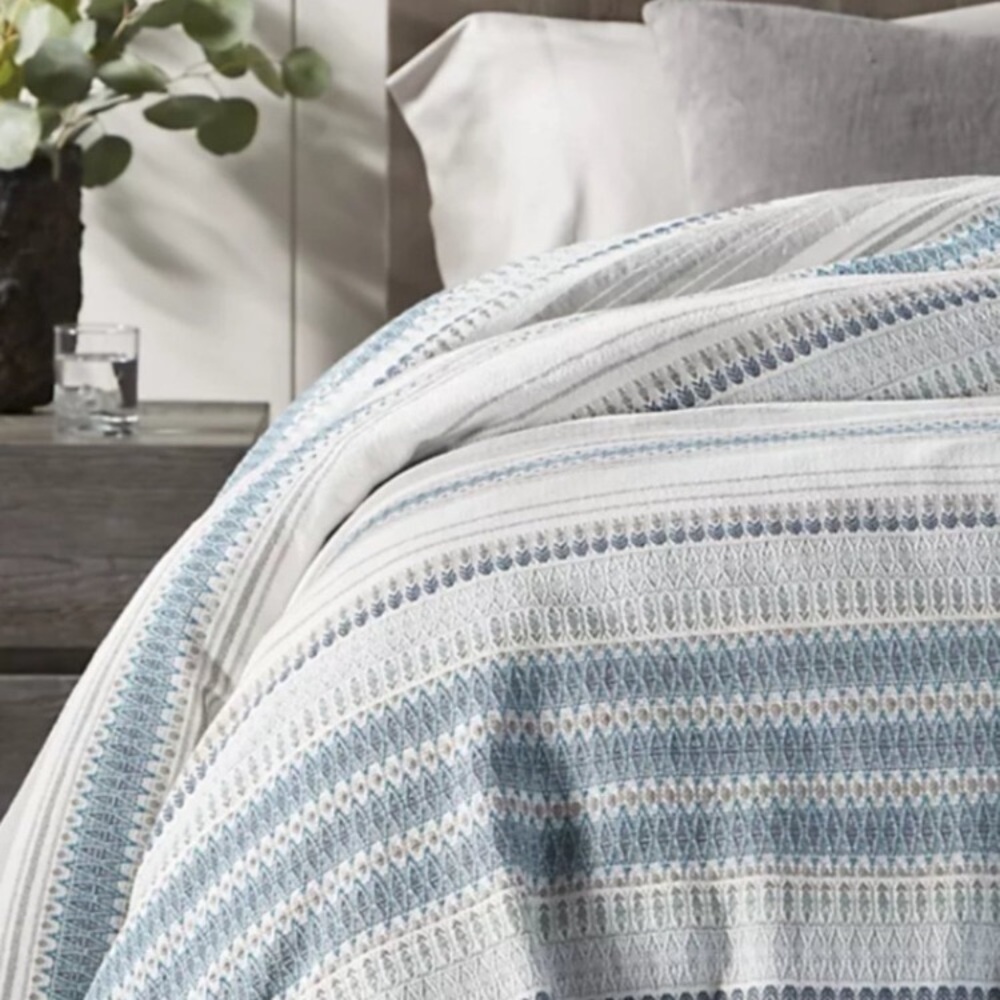 Coyuchi Lost Coast QUEEN organic cotton Striped Bedding- boho